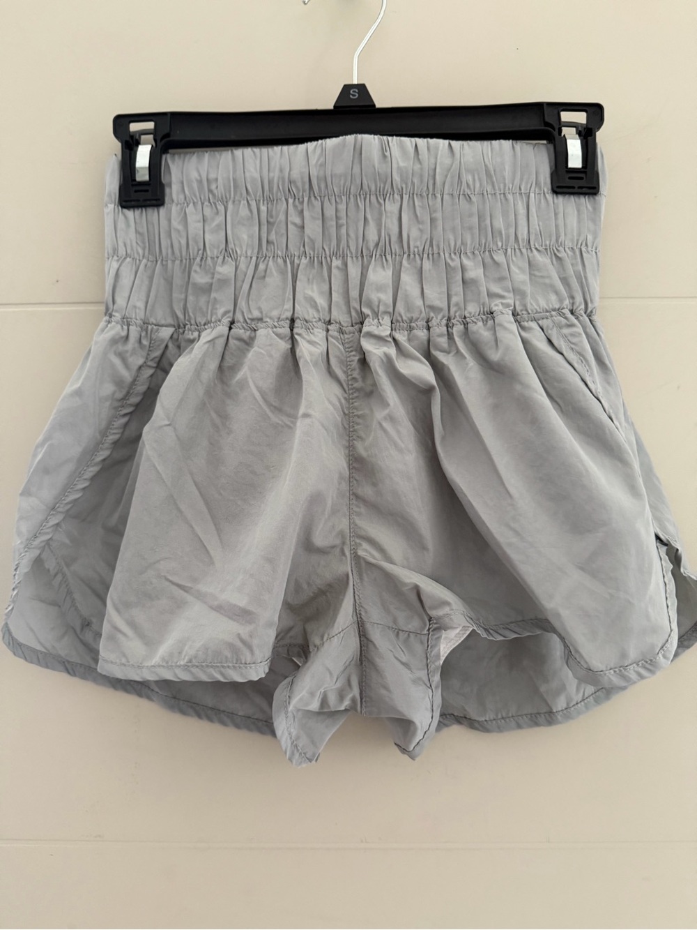 Free People Movement High-Waist Smocked Light Gray Shorts Size S